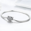 925 Sterling Silver Bracelet with Cat Head Charm, 17cm for Women