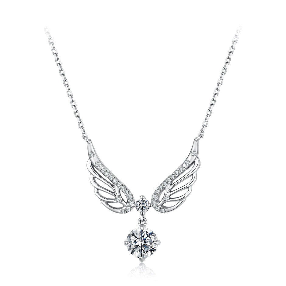 925 Sterling Silver White Gold Plated Moissanite 40+5cm Pavé CZ Pendant Necklace for Women