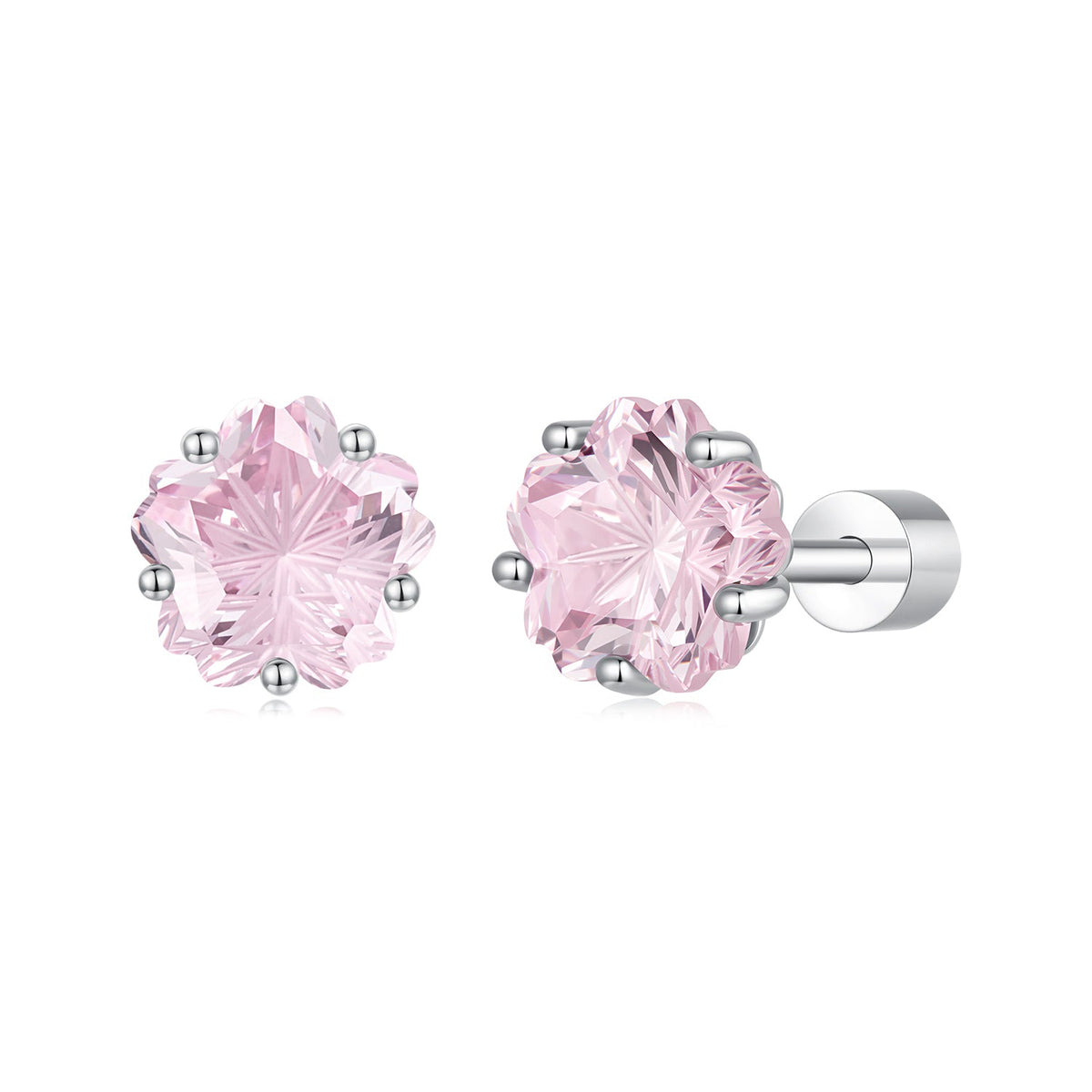925 Sterling Silver White Gold Plated Pavé CZ 0.6x0.6 cm Earrings for Women