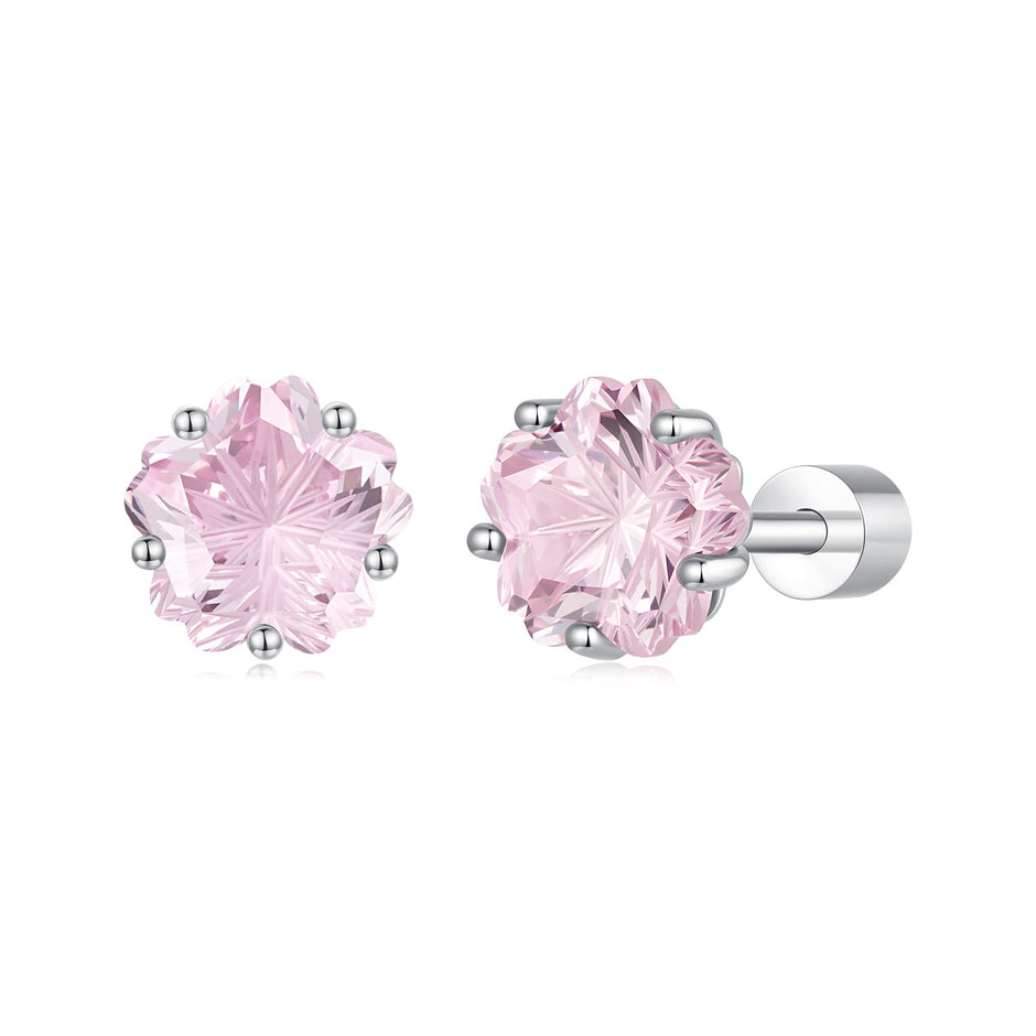 925 Sterling Silver White Gold Plated Pavé CZ 0.6x0.6 cm Earrings for Women