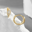 925 Sterling Silver Pave Setting CZ Earrings with Gold Plating, 1.3x0.5cm for Women