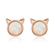 925 Sterling Silver Plated Rose Gold Opal Earrings 0.8cm for Women
