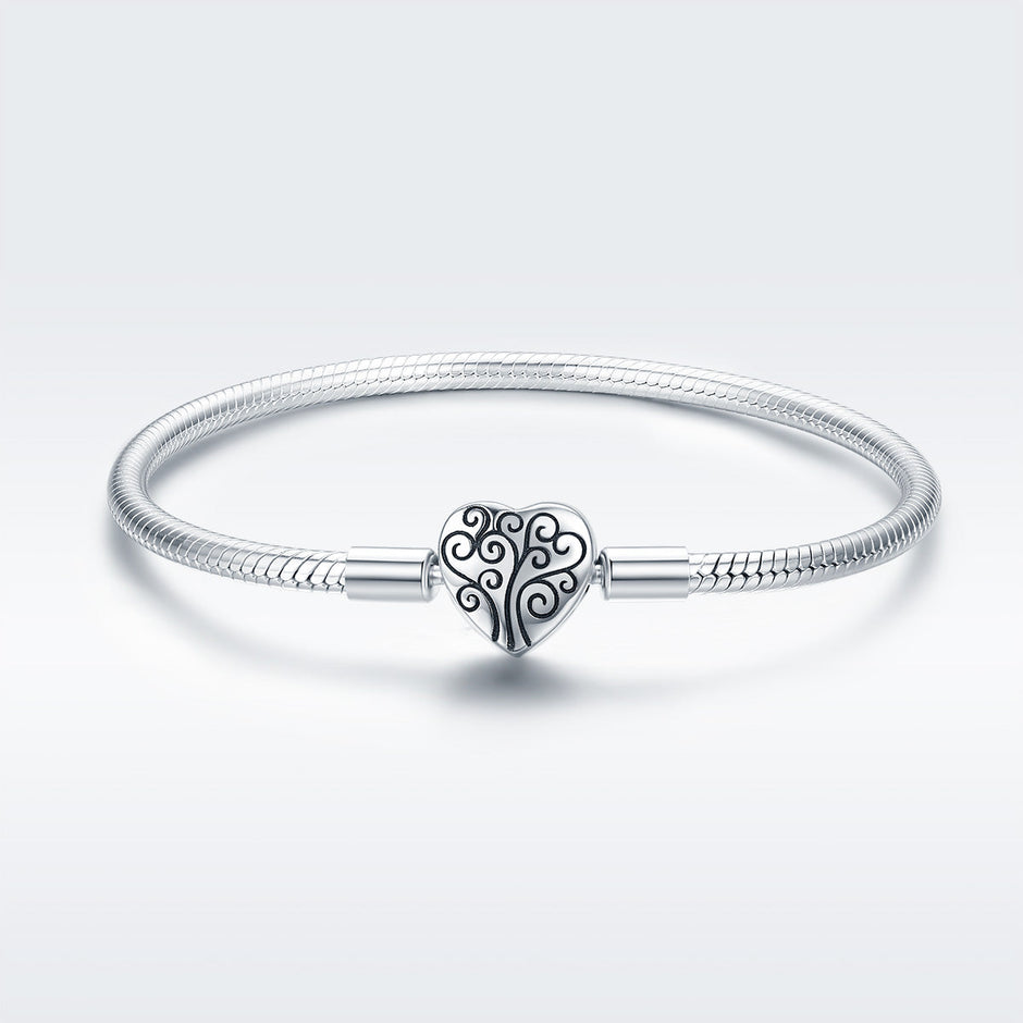 SCB 925 Sterling Silver Bracelet in Classic Style, Size 17.0 for Women