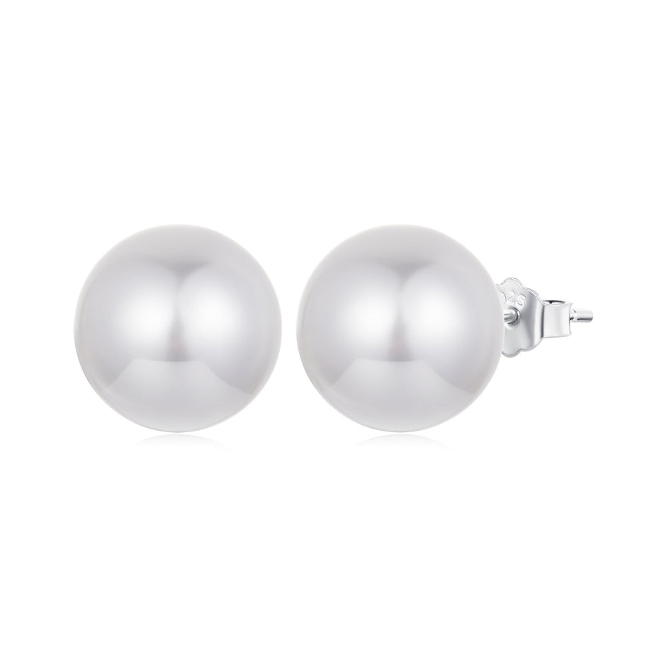 925 Sterling Silver Earrings with Quality Shell Pearl in White Gold Plating for Women