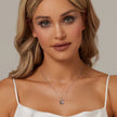 925 Sterling Silver Necklace with Pavé CZ & Transparent Glass Pendant for Women