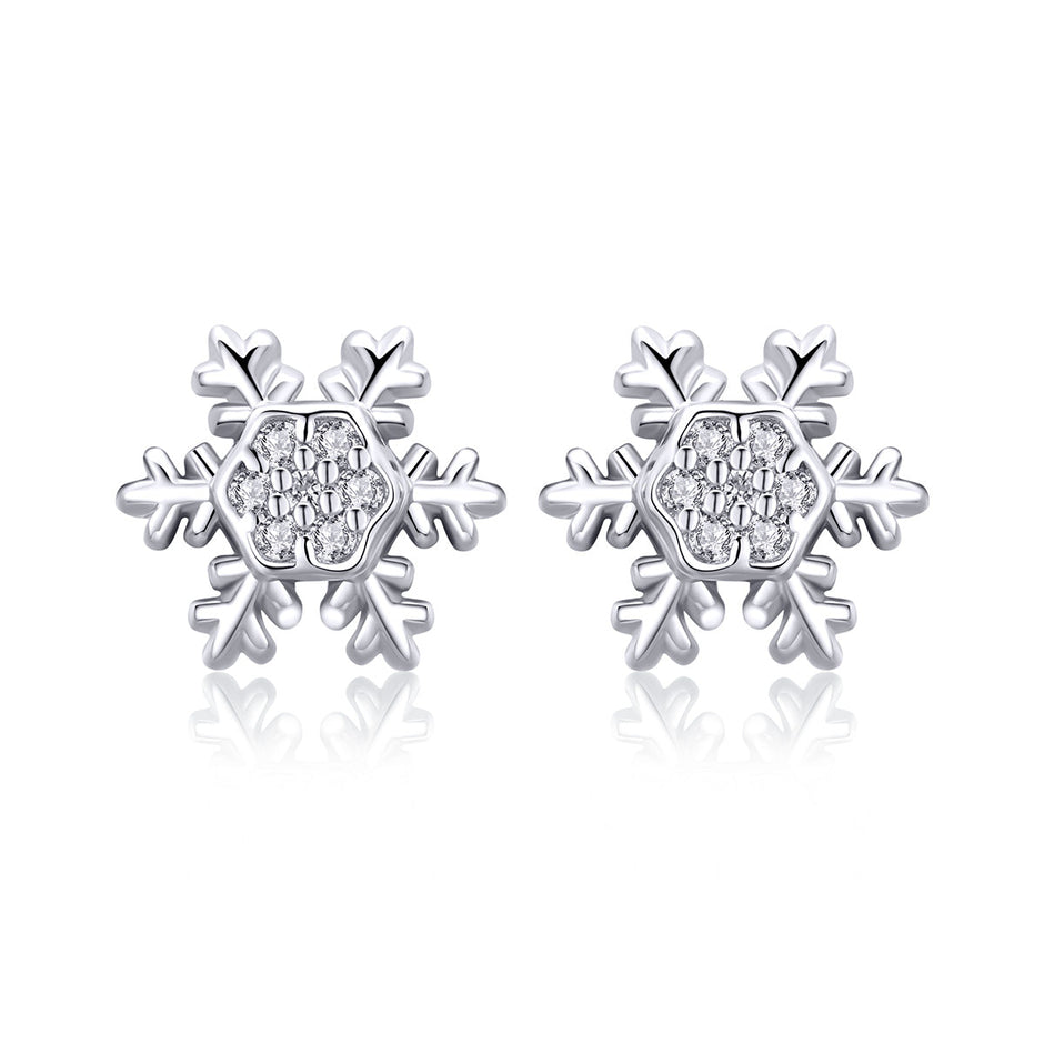 S925 Sterling Silver Earrings with CZ in Pavé Setting - 0.8*0.8cm for Women