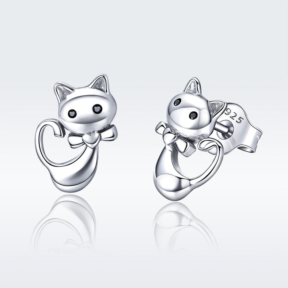 925 Sterling Silver Earrings with Pavé Setting in Oxidized Finish