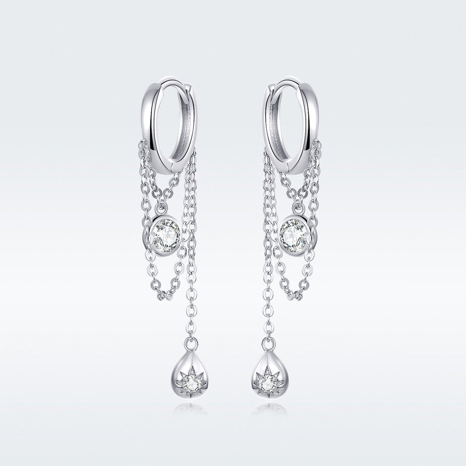 925 Platinum Plated Pavé Setting CZ Earrings