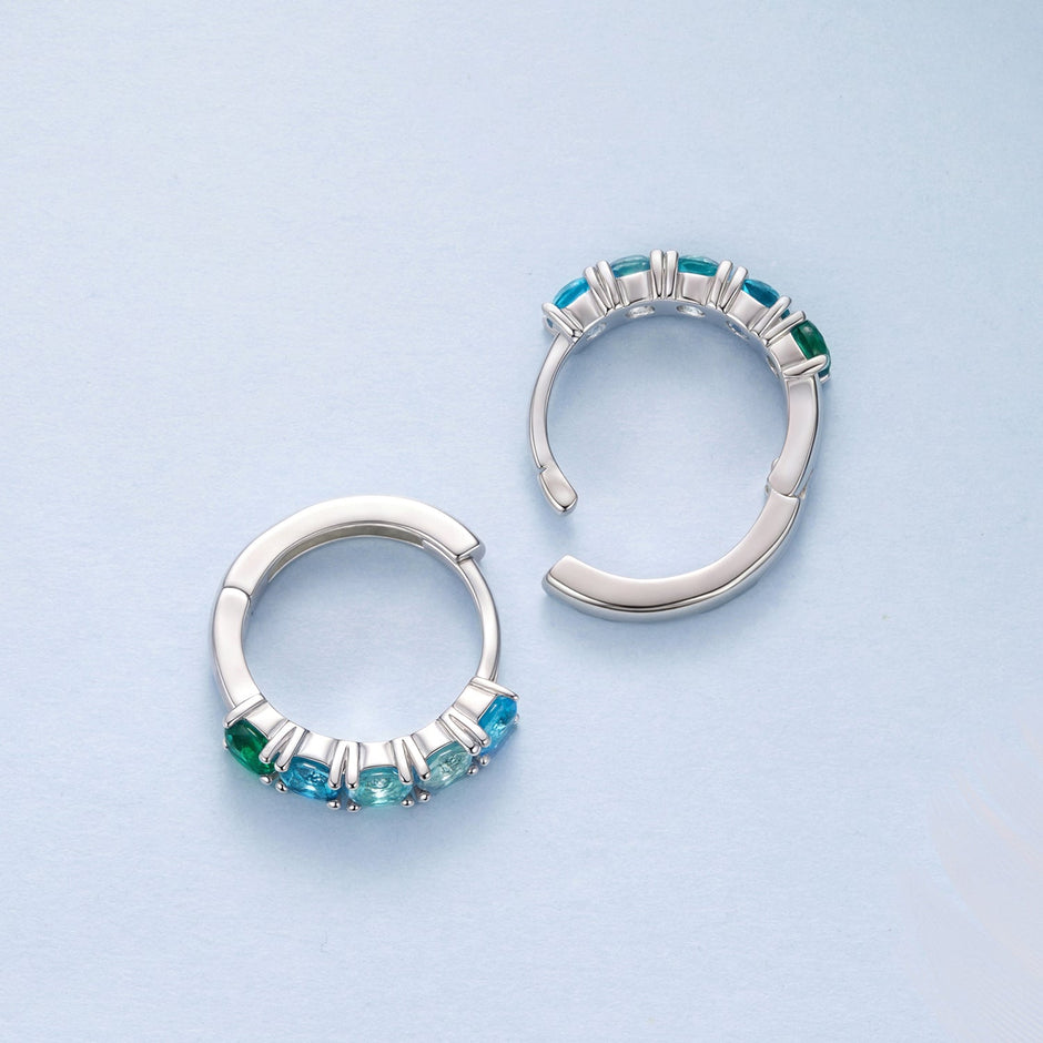 925 Sterling Silver Earrings with White Gold Plating and CZ for Women