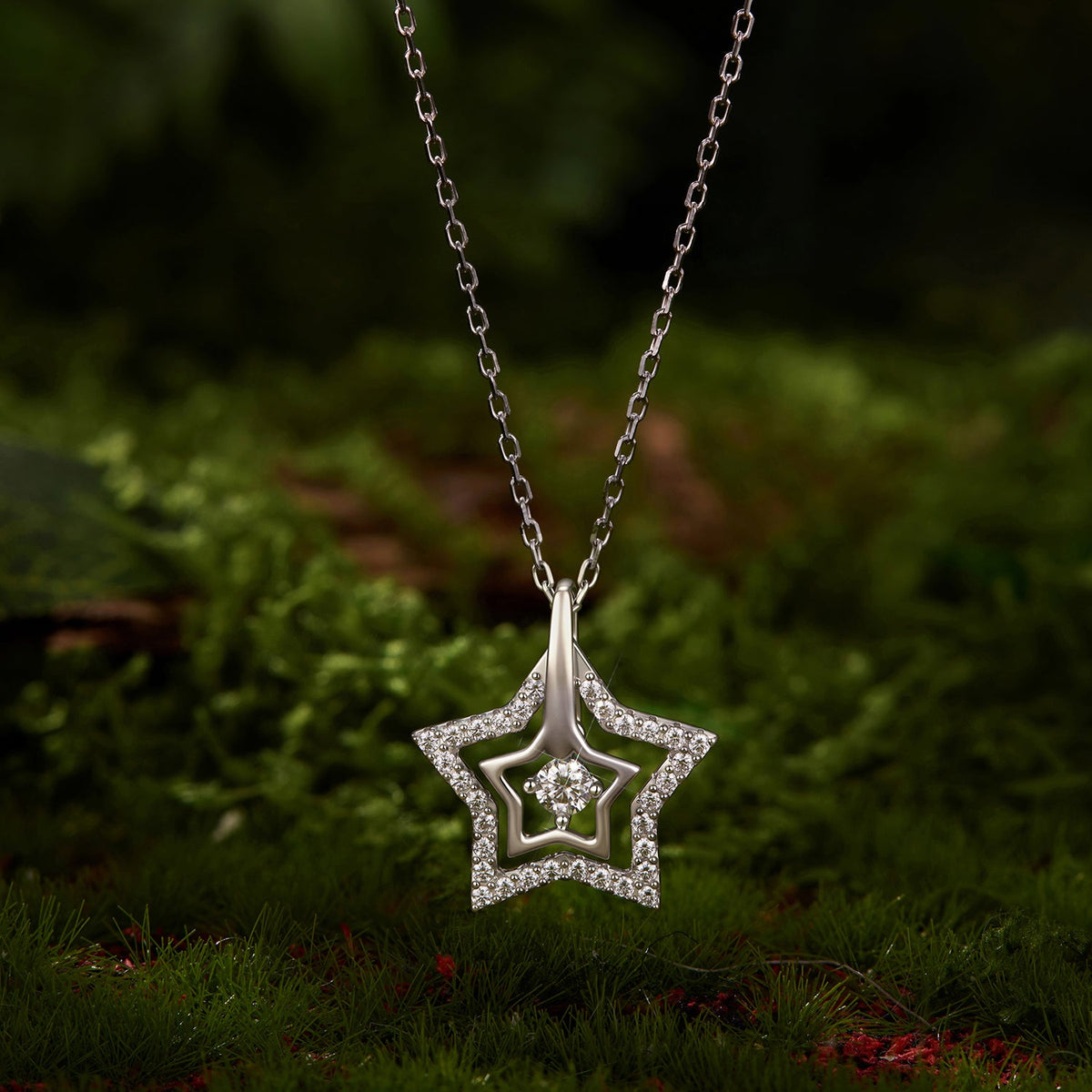925 Sterling Silver White Gold Plated Moissanite 40+5cm Necklace for Women