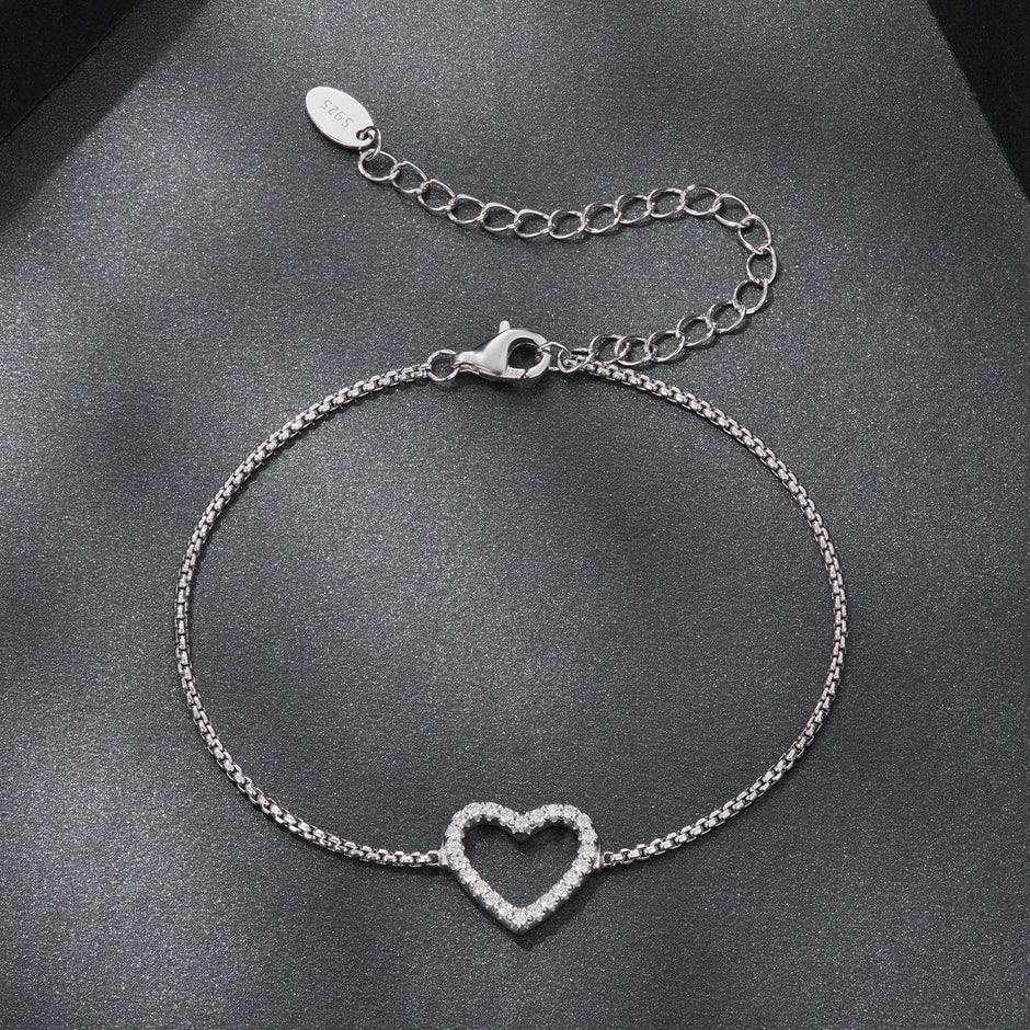 925 Sterling Silver Plated White Gold Moissanite Bracelet for Women