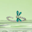 925 Sterling Silver White Gold Plated Opal Enamel Ring