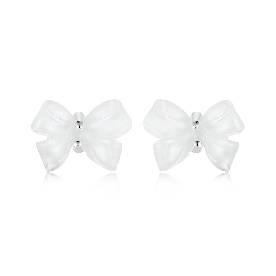 925 Sterling Silver Earrings for Women, 0.8*1.1cm, Plated White Gold
