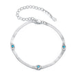 925 Sterling Silver White Gold Plated Multi-Layer Bracelet with Synthetic Turquoise