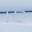 925 Sterling Silver Earrings with Pave Setting CZ in White Gold for Women