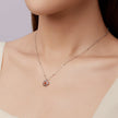 925 Sterling Silver Necklace with Natural Golden Sunstone, 40+5cm, Plated White Gold for Women
