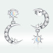 925 Sterling Silver Earrings with Translucent Opal and CZ in Oxidized Finish