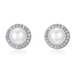 925 Sterling Silver Freshwater Pearl Earrings with CZ for Women