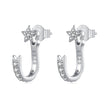 925 Sterling Silver CZ Earrings with White Gold Plating, 1.4x0.5cm for Women