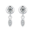 925 Sterling Silver Earrings with Pavé Setting CZ in White Gold - 11*4mm