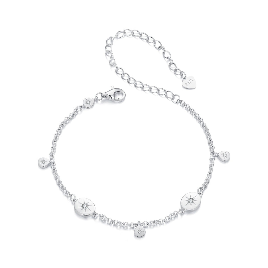 925 Sterling Silver & Plated White Gold CZ Bracelet