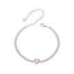 925 Sterling Silver White Gold Plated 8mm CZ Pendant Bracelet for Women