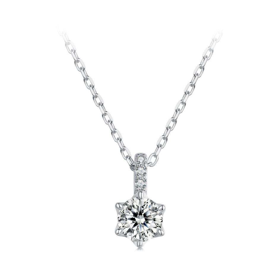 925 Sterling Silver Moissanite Plated Platinum Necklace for Women, 6.5mm, Style L, 400mm Length
