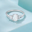 925 Sterling Silver White Gold Plated Natural Moonstone CZ Size 6 Ring for Women