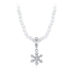 925 Sterling Silver Necklace with Pavé Setting CZ & Transparent Glass for Women
