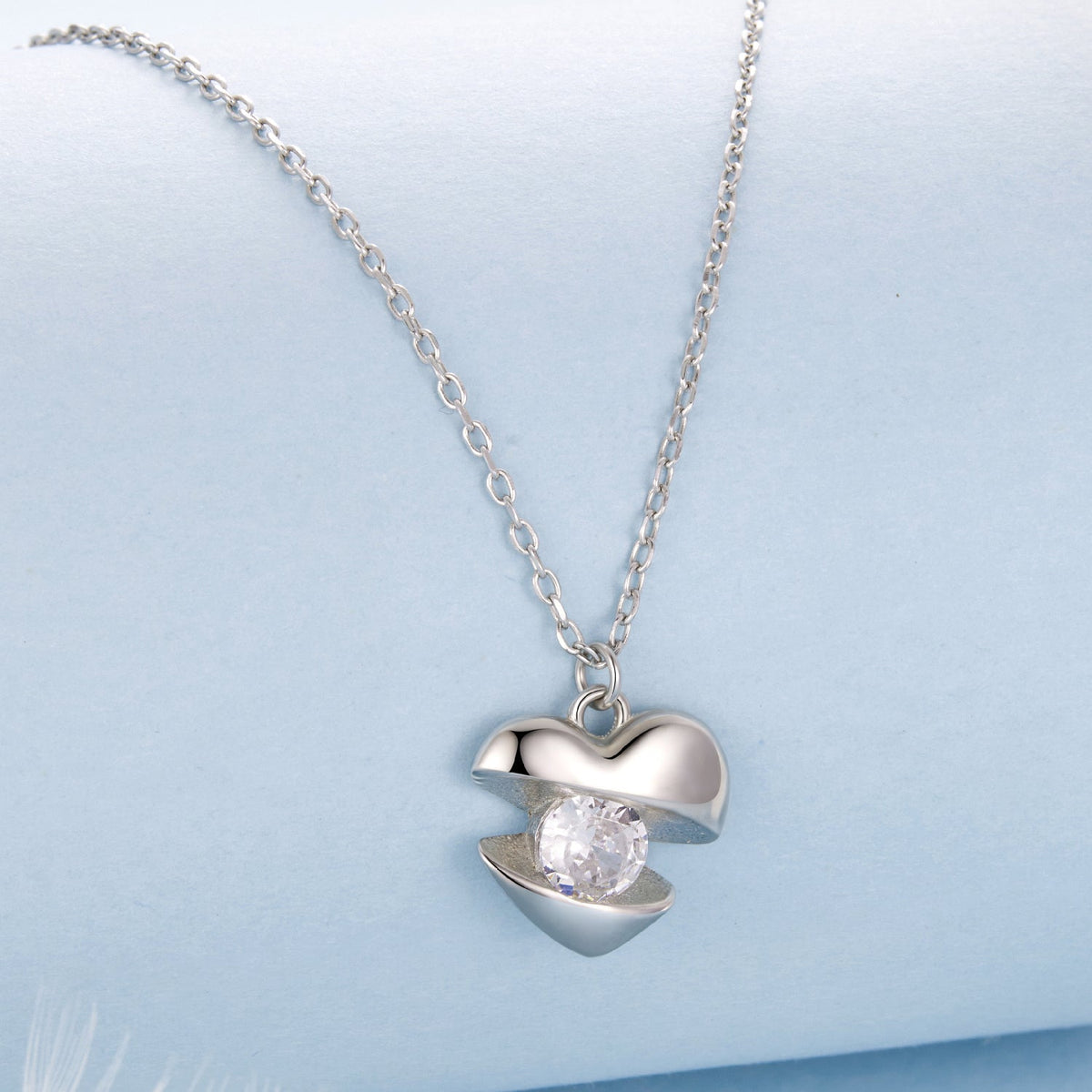 925 Sterling Silver White Gold Plated 40cm+5cm Length CZ Necklace for Women