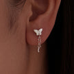 925 Sterling Silver & Brass Earrings with White Gold Plating, 2.0x0.8cm for Women