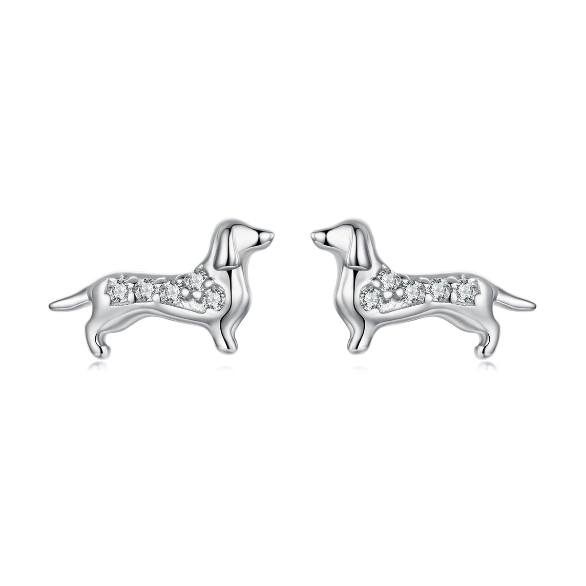 925 Sterling Silver Earrings with Pavé Setting and White Gold Plating for Women