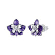925 Sterling Silver White Gold Plated Enamel Pavé CZ 1.0*1.2cm Earrings for Women