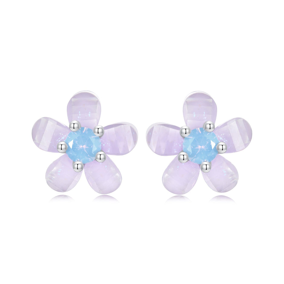 925 Sterling Silver Opal 8mm Earrings for Women