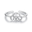 925 Sterling Silver Oxidized Silver Dog Ring for Women