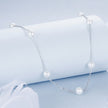 925 Sterling Silver White Gold Plated Necklace with Shell Pearl 400+50mm