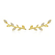 925 Sterling Silver Earrings with Gold Plating and CZ - 0.9x2.5cm for Women