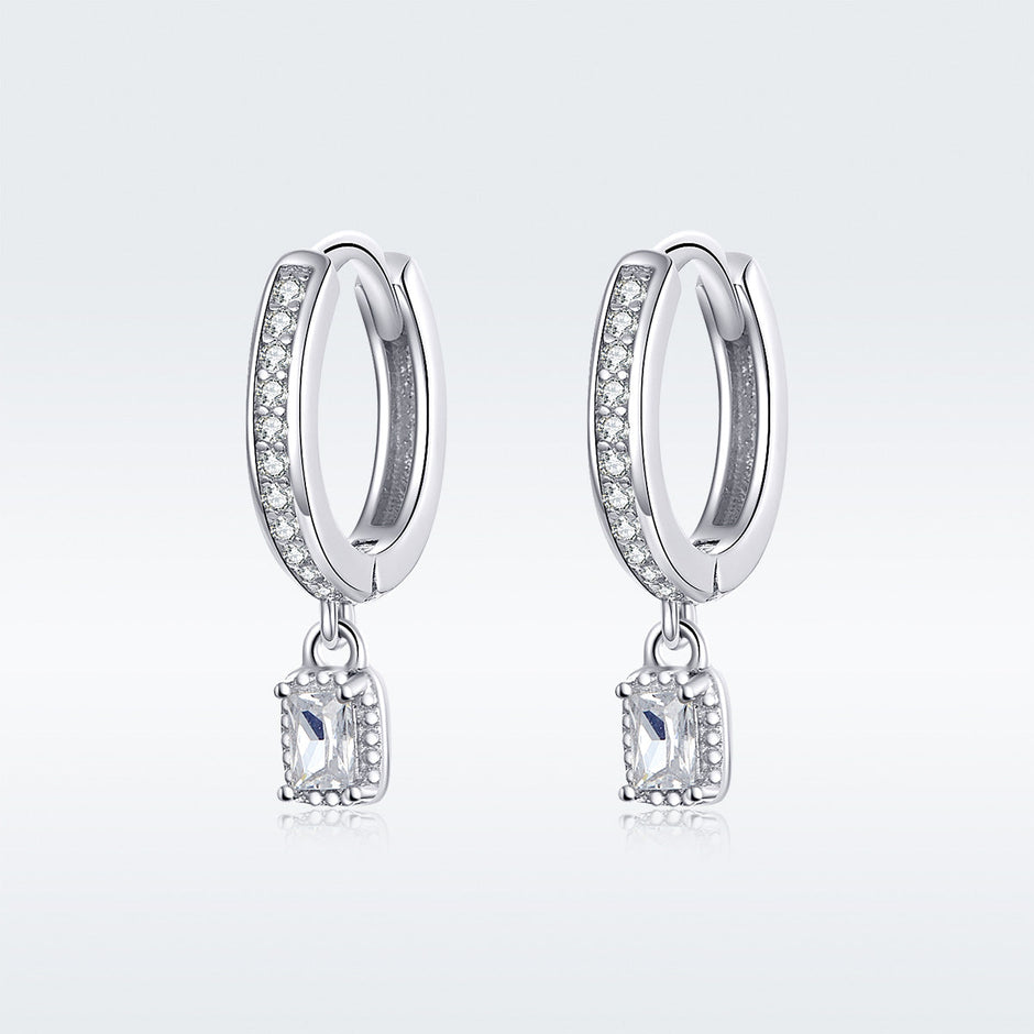 925 Sterling Silver 1.7cm Pavé Setting CZ Earrings