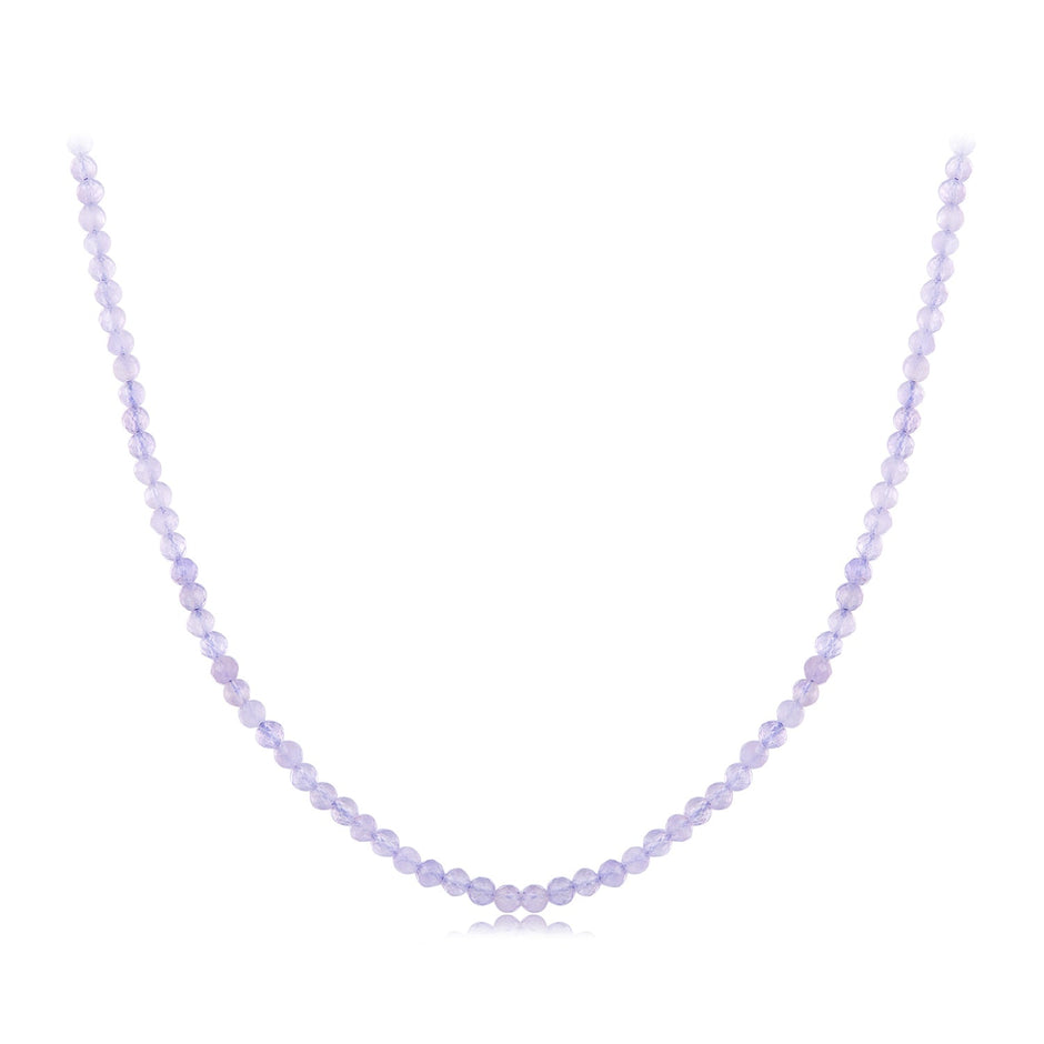 925 Sterling Silver 38+6cm Amethyst Necklace with White Gold Plating for Women