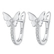 S925 Sterling Silver Small Platinum Plated Earrings with Pavé Setting CZ
