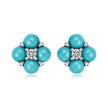 925 Sterling Silver Earrings with Synthetic Turquoise and CZ in Oxidized Finish