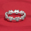 925 Sterling Silver Pave Setting CZ White Gold Plated Ring Size 6 for Women