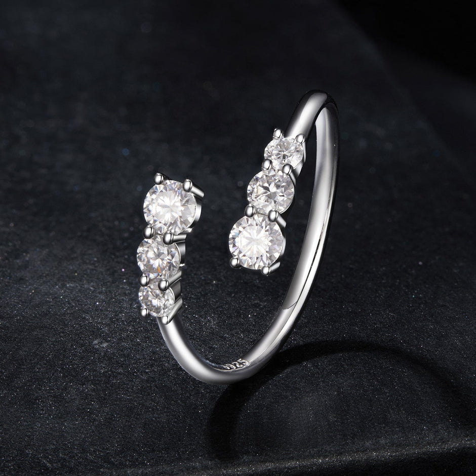 925 Sterling Silver Moissanite Ring for Women - Size E - Plated White Gold