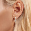 925 Sterling Silver White Gold Plated Earrings with Quality Shell Pearl, 2.1*0.5cm for Women
