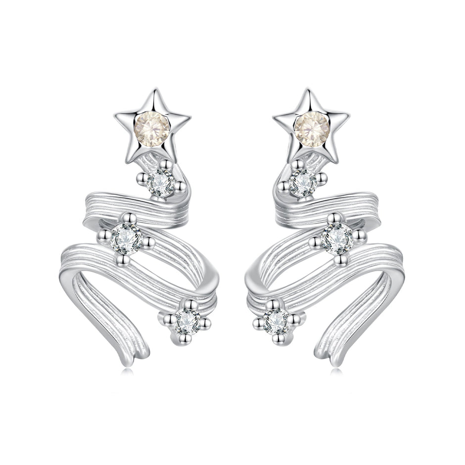 925 Sterling Silver Earrings with White Gold Plating and CZ