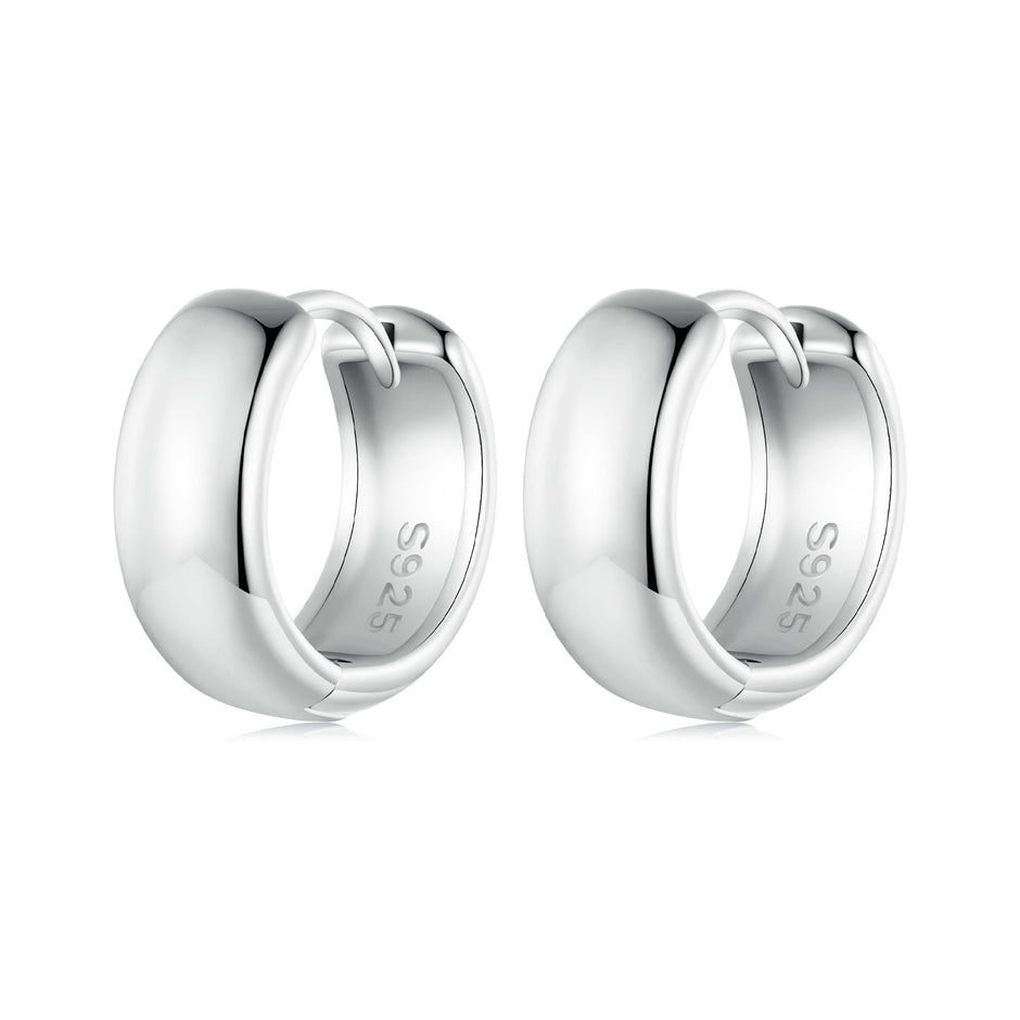 925 Sterling Silver Platinum Plated Earrings 11x5mm for Women