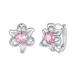 925 Sterling Silver White Gold Plated Transparent Glass 1.4 x 1.2 cm Hoop Earrings for Women