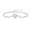 925 Sterling Silver Bracelet with CZ Zircon, 15+6.5cm, Platinum Plated for Women