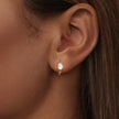 925 Sterling Silver Pave Setting CZ Earrings with Gold Plating, 1.3x0.5cm for Women