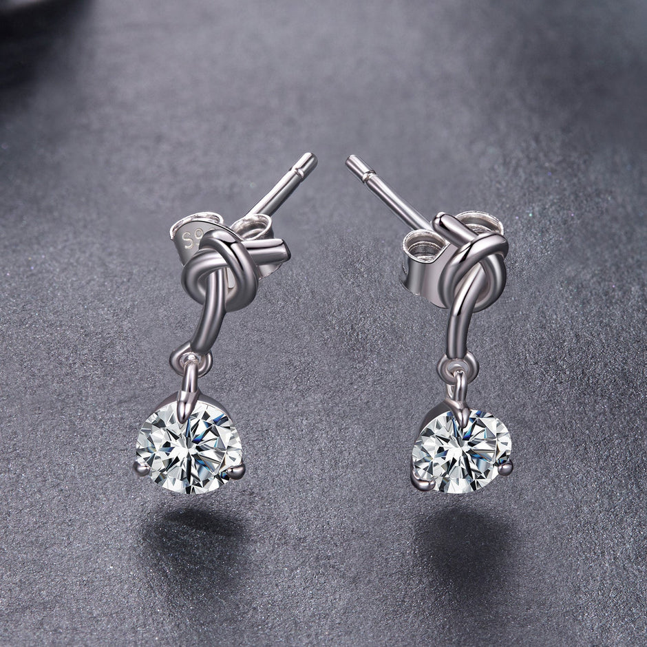 925 Sterling Silver Moissanite 0.50 Carat Earrings for Women